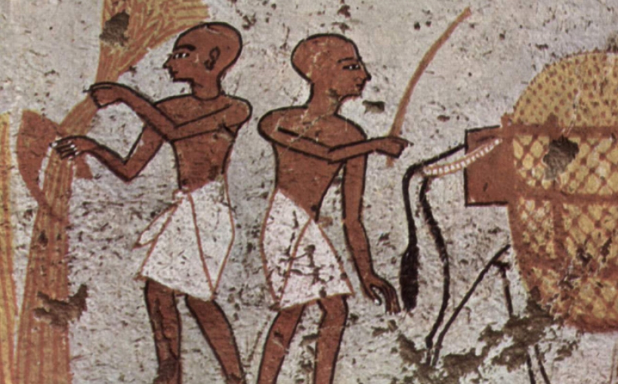 Egyptian mural of person using a plow