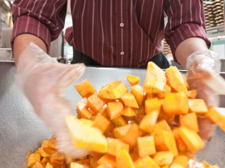 Mixing butternut squash